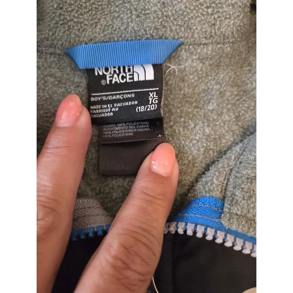 The North Face Kids Full-Zip Fleece Coat Grey Charcoal Blue Size XL